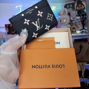 New NIB Louis Vuitton Monogram Empreinte Two-Tone Card Case Black Beige Full Set